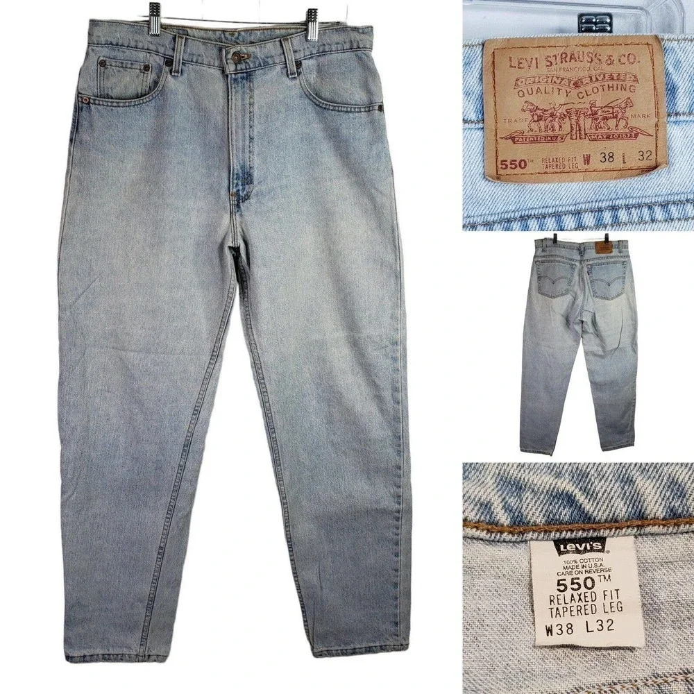 Levis 550 Vintage Denim Jeans Mens 38 x 32 Blue Made In USA Relaxed Fit Y2K